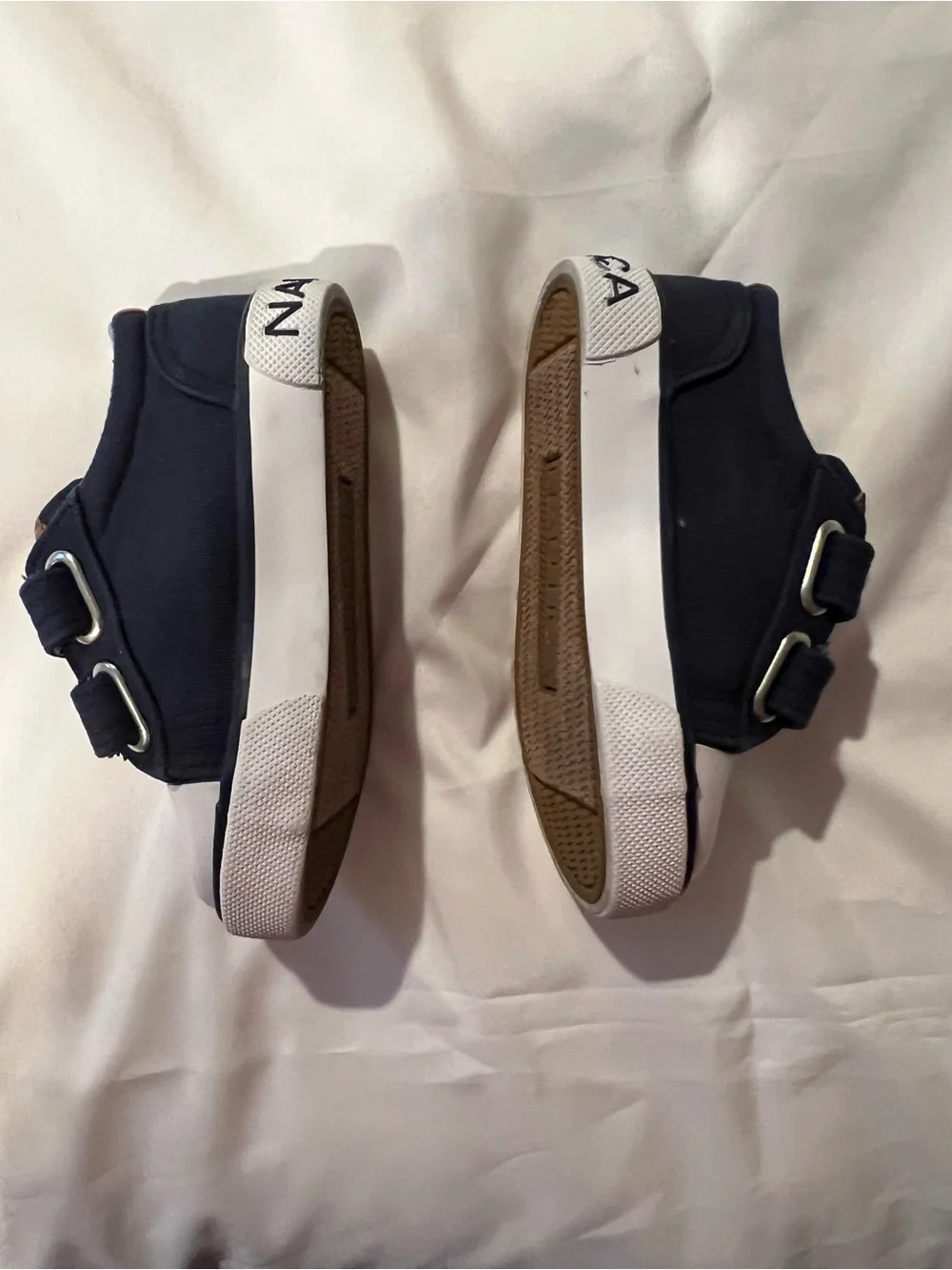 Nautica Navy Canvas with Leather Accent Velcro Toddler Sneakers Size 6